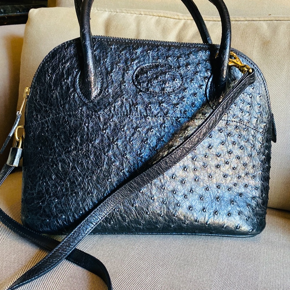 Genuine black ostrich handbag.  Never used.